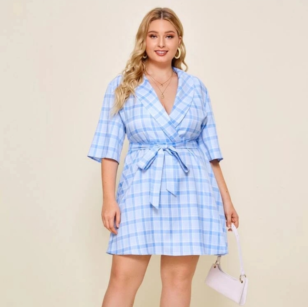 Plaid belted dress